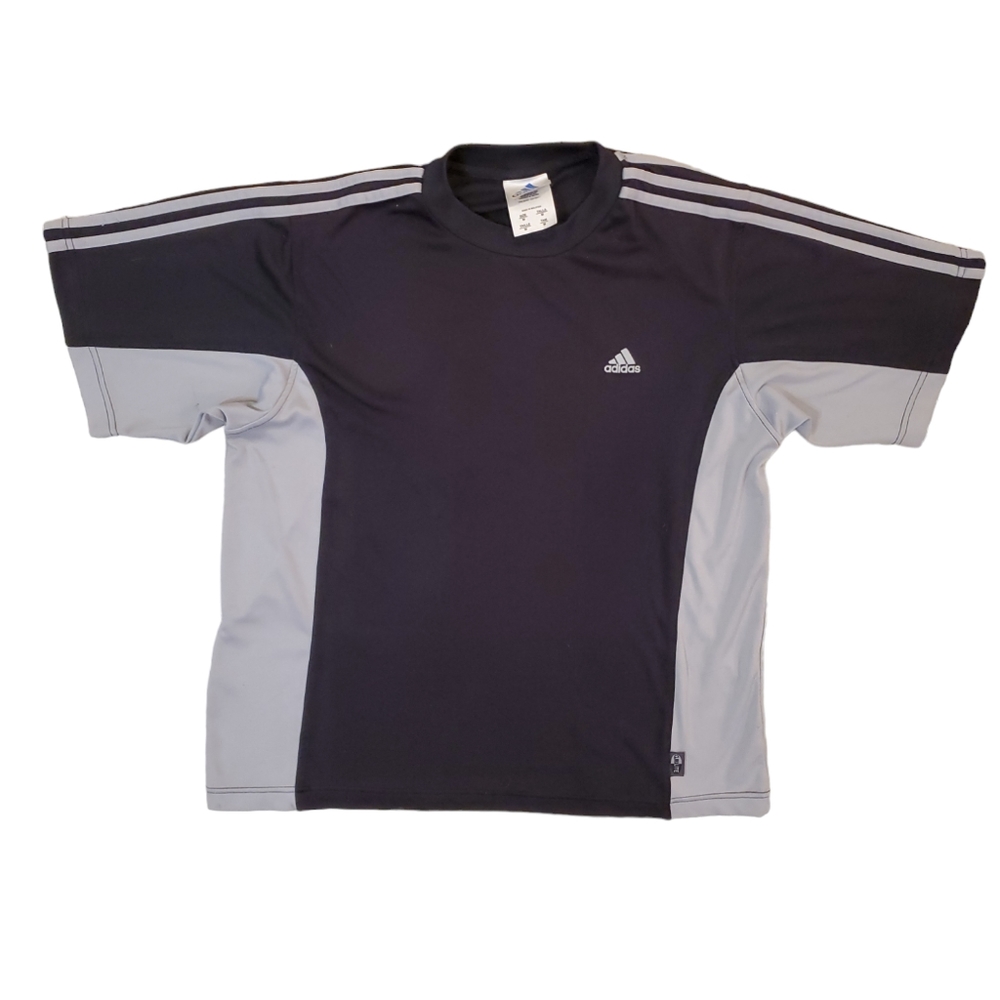Adidas Men's Black Gray Climalite Performance Short Sleeve T-Shirt Medium‎
